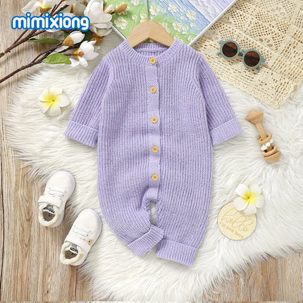 Infant Baby Girls Knitted Jumpsuit Toddler Baby Boys Long Sleeved Knitting Romper Kids Clothes