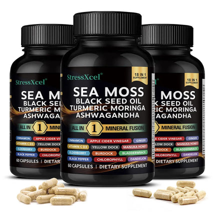 Sea Moss Supplement - Supports Thyroid Health, Antioxidant, Anti-aging, Improve Immunity, Detox, Beauty Health