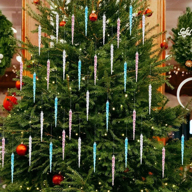 10Pcs Christmas tree icicle decoration, hanging acrylic crystal Christmas decoration 5.1 inches (about 13 centimeters) transparent plastic icicle used for Christmas trees and winter wonderland decoration products