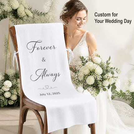 Custom Wedding Chair Banner Personalized Name Date Chair Backdrop Fabric Sign Rustic Wedding Reception Decoration Supplies