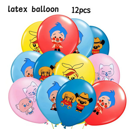 Plim Plim Cartoon Clown Red Blue Number 1-9 Balloon Set Latex Foil Balloons Baby Shower Kids Happy Birthday Party Decorations