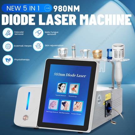 5 in 1 980 nm Diode Lase Machine Vascular Improvement Nail Care Skin Rejuvenation Physiotherapy Eczema And Herpes Removal
