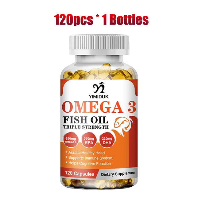 Buy 1 Get 1 Free! Ultra Strength Omega 3 Fish Oil Supplement, for Immunity, Mood, Bones & Cardiovascular Function, GMP Certified