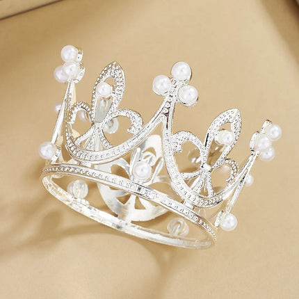 Mini Crown Cake Topper Crystal Headpiece Tiara Rhinestone Crown Cake Decoration for Wedding Birthday Baby Shower Party Favors