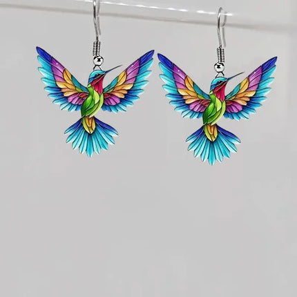 Jardme Colorful Hummingbird Dangle Earrings for Women Fashion Cute Animal Earrings Women's Statement Jewelry Gifts