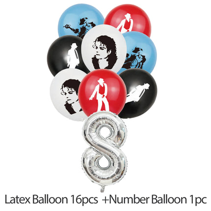 Michael Jacksons Birthday Party Decorations Fans Party Supplies Cake Topper Balloons Background Photo Studio Photography Props
