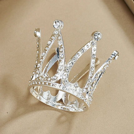 Mini Crown Cake Topper Crystal Headpiece Tiara Rhinestone Crown Cake Decoration for Wedding Birthday Baby Shower Party Favors