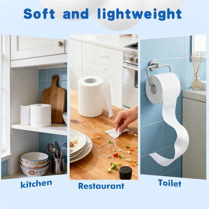 12 Rolls Toilet Paper 4 Ply Ultra Soft 100% Virgin Wood Pulp High Absorbency Biodegradable Household Bathroom Tissue Paper for Home Kitchen Hotel