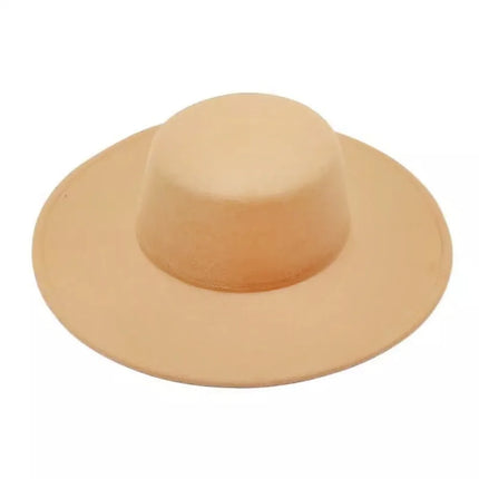 French Retro Women Flatcap Wide Brim Hepburn Style Flat-top Cap Solid Color Felt Hat Church