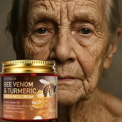 YUITIKUE Bee Venom & Turmeric Face Neck Cream 60g with Collagen 2% for Tight, Smooth & Youthful Skin
