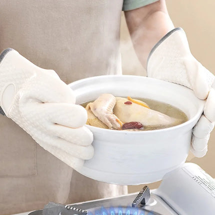 Anti-scald Silicone Oven Mitts for Kitchen Non-Slip Insulated Microwave Gloves for Baking BBQ Gloves Heat Insulation Mittens
