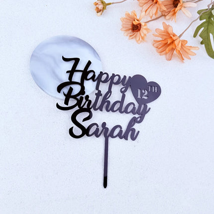 Custom Name 25th 30th 40th 50th Anniversary Decoration Gift Personalized Birthday Cake Topper Happy Birthday Cake Topper