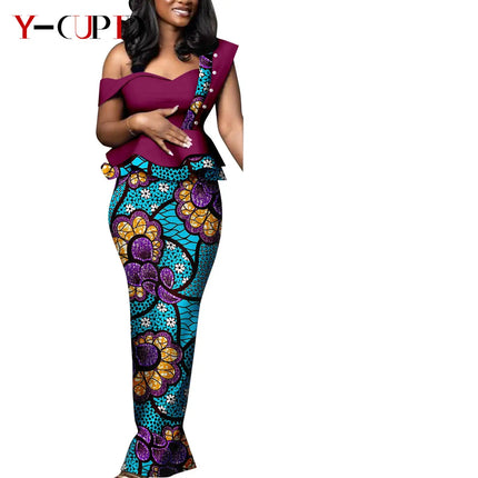 Dashiki African Print Dresses for Women Matching Couple Clothes Wedding Party Men Outfits Kaftan Shirt and Pant Sets Y23C040