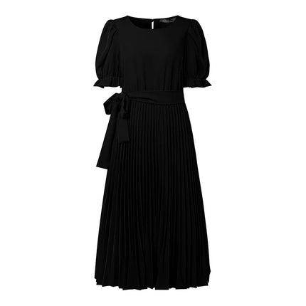 2026 ZANZEA Elegant Pleated Dress Women Summer Sundress Short Puff Sleeve Midi Dresses Solid A Line Work Vestidos Holiday Robe