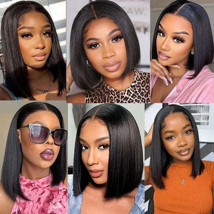 250% Density Straight Wear And Go Glueless Bob Wig For Women Ready To Go Human Hair Wigs 13x4 Lace Closure Wig Human Hair