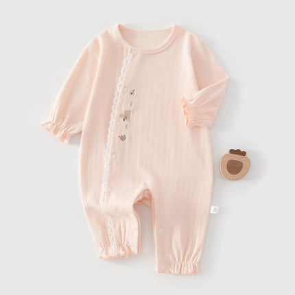 Customized Name Baby Onesie Spring Autumn Cotton Long Sleeved Climbing Clothes Solid Color Base Baby Clothings