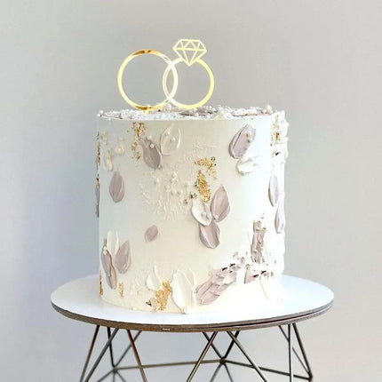 Ins Gold Acrylic Ring Wedding Cake Topper Bride Groom Proposal Party Wedding Cake Topper for Engagement Gift Dessert Decoration