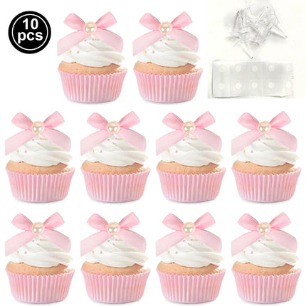 Pink Bow Cupcake Topper Pink Bow Birthday Decor Coquette Themed Party Decoration Bridal Shower Cake Topper Bow Party Decor