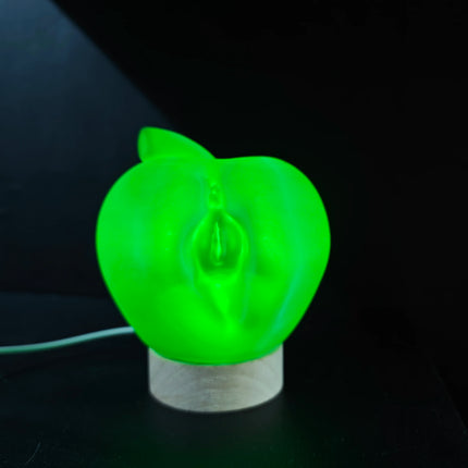 Abstract Apple Night Light,Wooden Base Ambient Lamp,USB Powered Desktop Decor,3D‑Printed Table Ornament