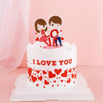 Couples Kiss Heart Love Bear Cake Cupcake Topper Happy Birthday Valentine's Day Party Dessert Wedding Decor Baking Supplies