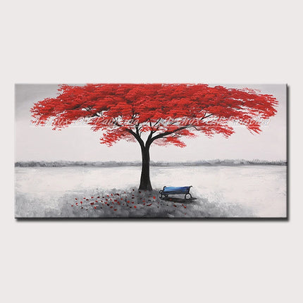 Arthyx,Large Handpainted Palette Knife Tree Oil Painting on Canvas,Modern Abstract Landscape Art Poster,Wall Pictures,Home Decor