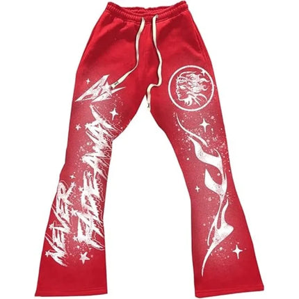 2026 Summer Men's Casual Street Style Trendy Cross Print Fashionable Slightly Flared Color-Block Design Sweatpants Kids Pants