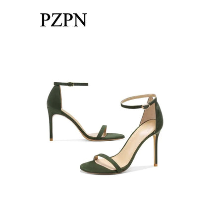 Black striped high-heeled shoes for women new summer collection,sexy with exposed toes,not tiring,slim heels sandals for women