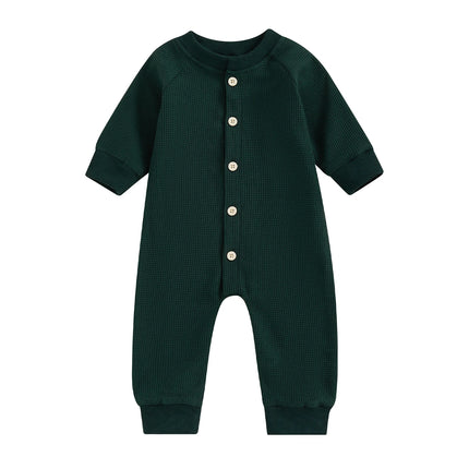 ma&baby 0-18M Newborn Infant Toddler Baby Boys Girls Jumpsuits Long Sleeve Waffle Rompers Fall Spring Clothing