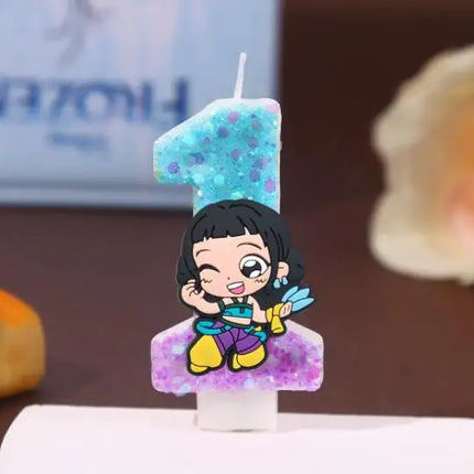 3 Style Cute Girl Group Hunter's Digital Candle Numbers 0-9 Kids Birthday Cake Decoration Cartoon Party Supplies Accessory