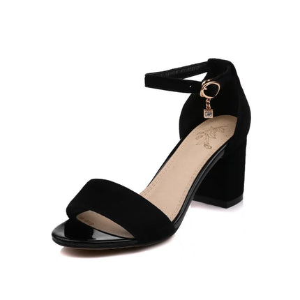 2026 Summer Women High-heeled Sandals Wild High-heeled Shoes with a Word Buckle Roman Gladiator Sandals Office Small Size 32-43