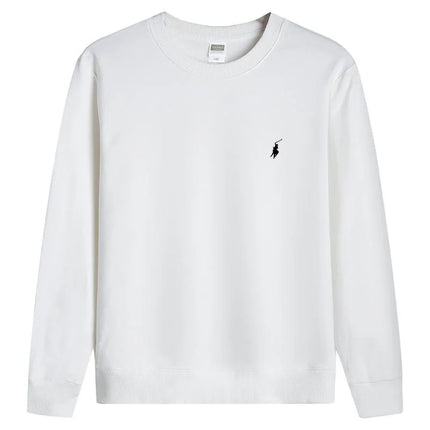 RL embroidered sportswear cotton men's spring and autumn thin style long sleeved men's round neck pullover top men's clothing