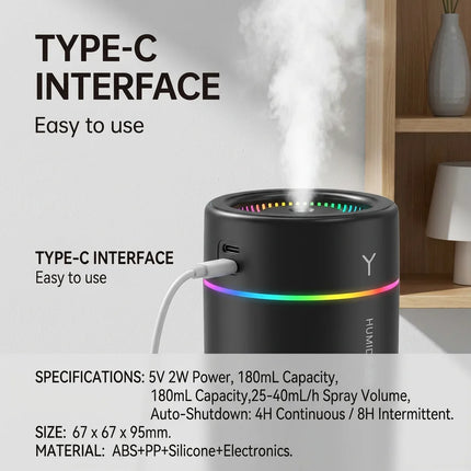 1PC Car Humidifier Colorful LED Aromatherapy Silent Ultrasonic Air Machine For Bedroom Office Portable Essential Oil Diffuser