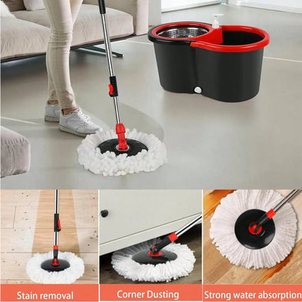 Spin Mop And Bucket With Wringer Set, 360° Mop And Bucket System With 3 Microfiber Mop Refills And 61" Extended Handle For Floor Cleaning
