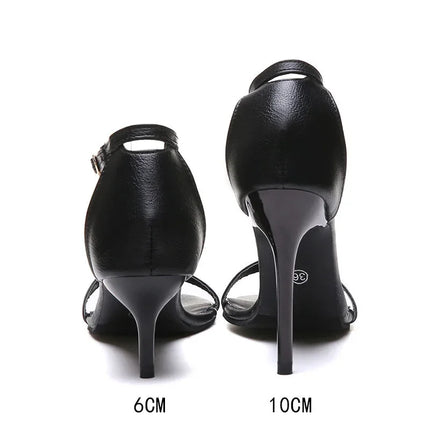 Maogu 2023 Women Slippers Sandals New 6cm/10cm Sexy Thin High Heels Summer Sandales Black White Apricot Women's Summer Shoes 34