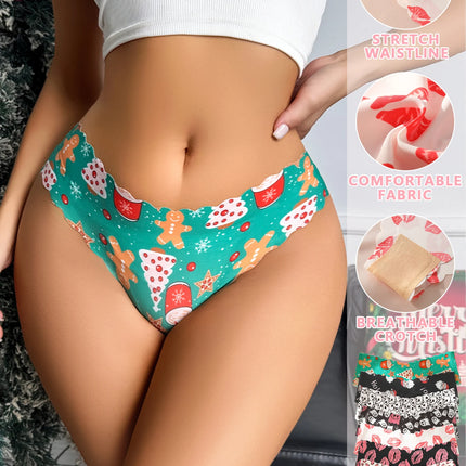 7-Piece Set of Women's Halloween and Christmas Seamless, Comfortable, Elastic, Slim-Fit Triangle Panties Suitable for Daily Wear