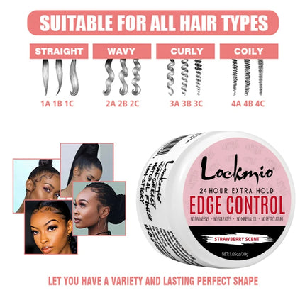 4pcs/Set 30g Edge Control Gel for Women Non-greasy Long Lasting Anti-frizz Wax Natural Ingredients Finishing Gel Cream and Brush