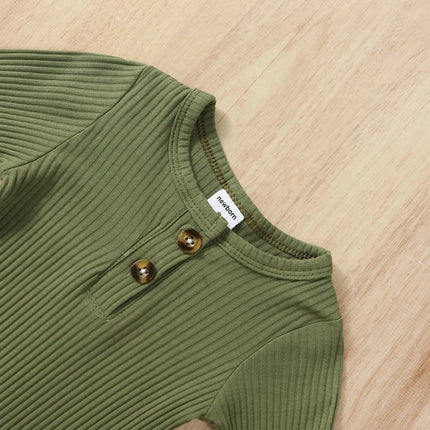 Newborn Baby Boy Clothing Outfits Solid Color Ribbed Long Sleeve Romper Jumpsuit with Hat for Infant Toddler Fall Clothes