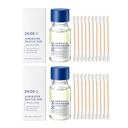 Salicylic Acid Essence Treatment Lotion Drying Lotion Face Serum with Cotton Swab Fade Acne Scars Minimize Pores for Skin-Smooth