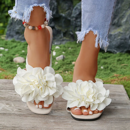 Red Flower Decorated Flip-flops, Niche, Lightweight, Slip-on, Wear-resistant, Super Soft, Korean Style