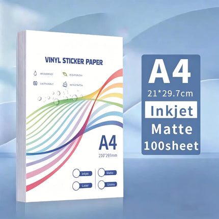 Waterproof A4 Self-adhesive Vinyl Sticker Paper Tear-off Resistant Matte and Glossy Label Sticker For Inkjet Printer
