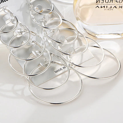 12Pairs/6Pairs Simple Punk Hoop Earrings Set Big Circle Earrings Jewelry for Women Girls Ear Hoops Earring Round Oversized