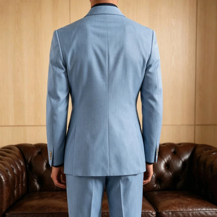 Men's Linen Set 2 Piece Peak Lapel 1 Button Slim Fit Blazer Straight Trousers Lightweight Breathable Summer Casual Wedding Party