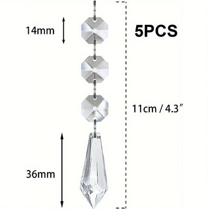 5PCS Snowflake Crystal Christmas Ornaments for Tree Decorations, Hanging Crystals for Centerpieces Acrylic Chandelier Garland Beads Strands Prism Decorations Clear Teardrop Chandelier Crystals Pendant Wedding Home Garden Outd