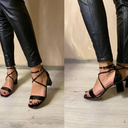 2026 Summer Women Sandals Fashion Sexy Open Toes Thick High Heels Pumps Ankle Strap Work OL Party Dress Wedding Party Shoes