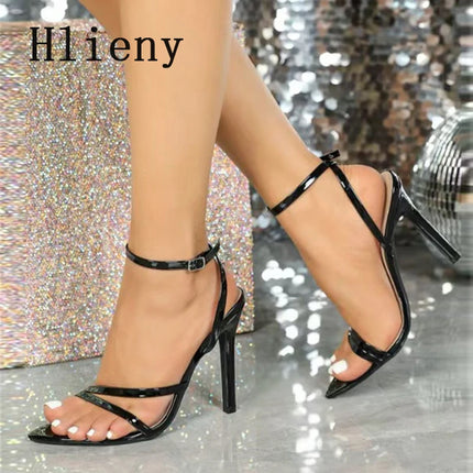 Hlieny 2026 New Women's Sandals Ankle Buckle Strap Summer Fashion Party Pointed Toe Thin High Heels Ladies Banquet Shoes