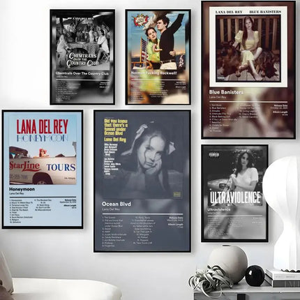 L-Lana D-Del R-Rey Poster Waterproof Self-Stick Wall Art Stickers, Removable Wall Decor for Living Room and Bedroom