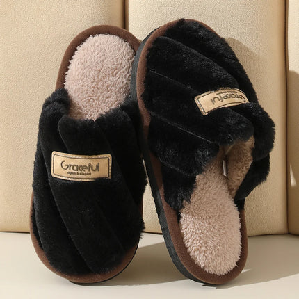 Winter Warm Plush Women Slippers Non Slip Soft Shoes Comfort Flat Heel Indoor Bedroom Couple's Slippers for Home Shoes