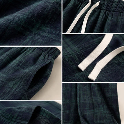 Women Plaid Wide Leg Pants, Elastic Waist Drawstring Loose Baggy Trousers Casual Comfy Lounge Pants for Daily Streetwear