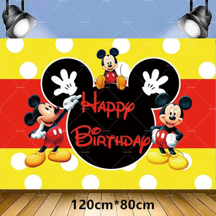 Mickey Balloon Cartoon Mouse Minnie Decorations Party Happy Birthday Banner Cake Topper Disposable Tableware Background Gift Bag