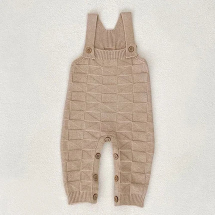 2025 New Autumn 0-24M Newborn Baby Boys Girls Knitted Jumpsuit Sleeveless Solid Color Overalls Toddler Baby Girl Knitted Romper